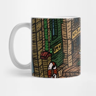 the high low lands. Europe after global warming. vintage illustration. Mug